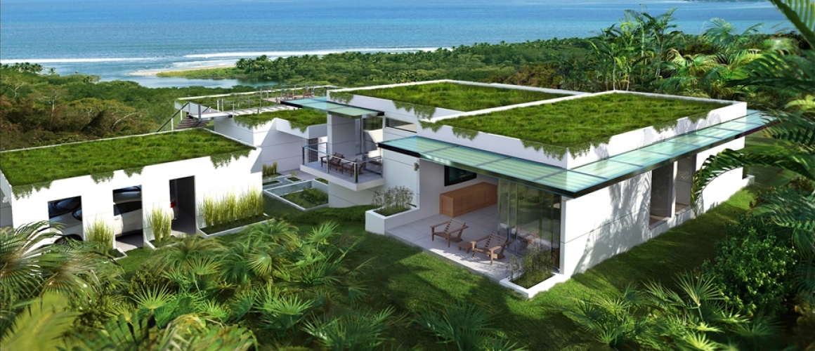 arquitetura telhado verde casa praia